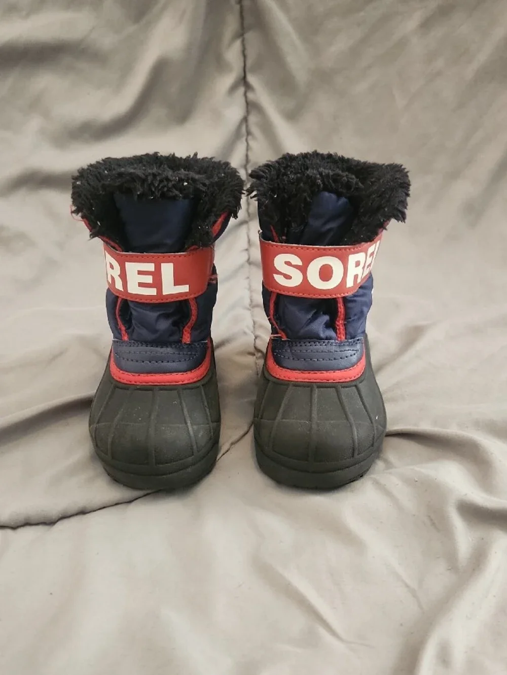 Sorel Navy & Red Insulated Kids Snow Boots